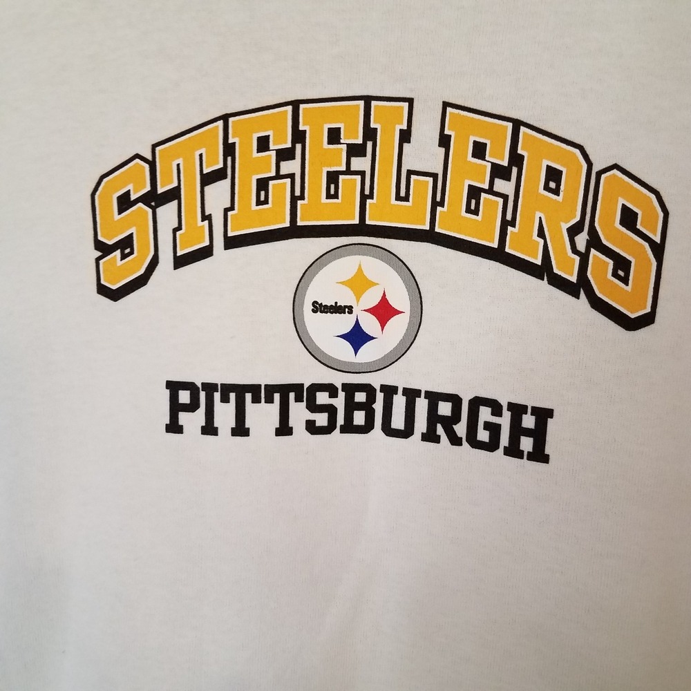 NFL For Her Pittsburg Steelers Womens 3/4 Sleeve Tee Cream/Blk/Gold SZ Med EUC - Picture 2 of 5